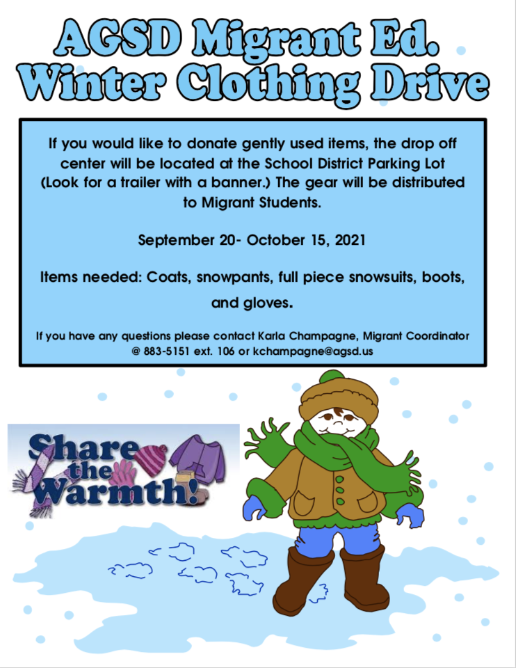 AGSD Migrant Ed. Winter Clothing Drive 